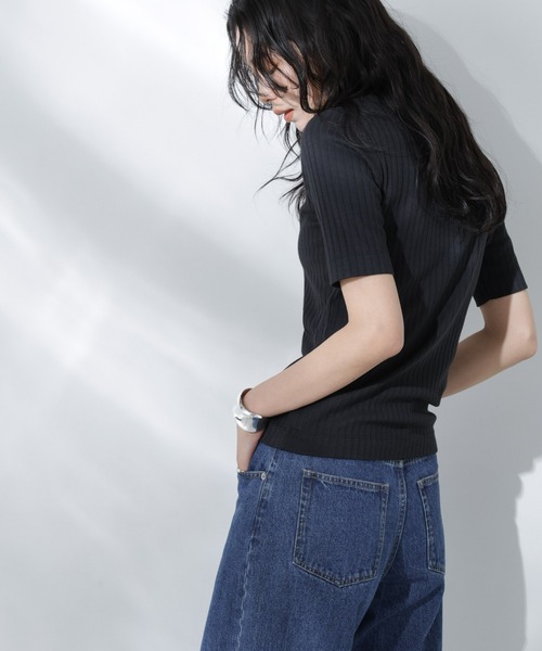 tシャツ Anti Soaked(R) 汗染み防止クルーネックリブTシャツ レディース Anti Soaked(R) 汗染み防止 クルーネック リブ Tシャツ