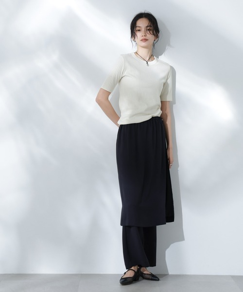 NANO universe(ナノユニバース)の「Anti Soaked(R) 汗染み防止クルーネックリブTシャツ(Tシャツ/カットソー・レディース・ブラック/カーキ/アイボリー/チャコール・S/M/L)」の8枚目の写真