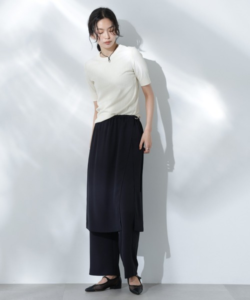 NANO universe(ナノユニバース)の「Anti Soaked(R) 汗染み防止クルーネックリブTシャツ(Tシャツ/カットソー・レディース・ブラック/カーキ/アイボリー/チャコール・S/M/L)」の9枚目の写真