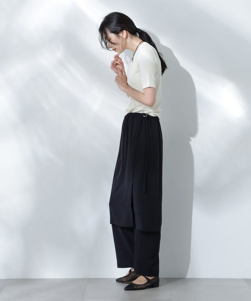 NANO universe(ナノユニバース)の「Anti Soaked(R) 汗染み防止クルーネックリブTシャツ(Tシャツ/カットソー・レディース・ブラック/カーキ/アイボリー/チャコール・S/M/L)」の10枚目の写真