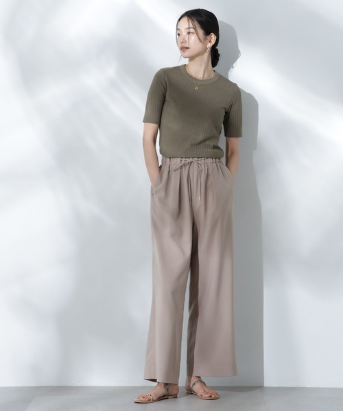 NANO universe(ナノユニバース)の「Anti Soaked(R) 汗染み防止クルーネックリブTシャツ(Tシャツ/カットソー・レディース・ブラック/カーキ/アイボリー/チャコール・S/M/L)」の15枚目の写真