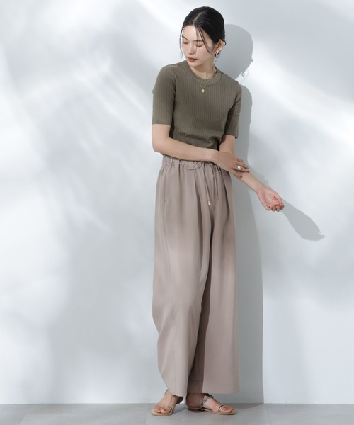 NANO universe(ナノユニバース)の「Anti Soaked(R) 汗染み防止クルーネックリブTシャツ(Tシャツ/カットソー・レディース・ブラック/カーキ/アイボリー/チャコール・S/M/L)」の17枚目の写真