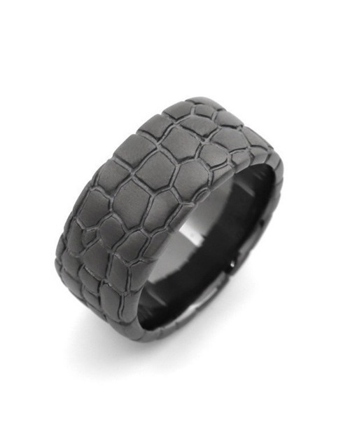 wjk（ダヴルジェイケイ）の「ab1769-IVXLCDM×wjk croco pattern middle ring リング 指輪（リング・メンズ・ブラック系その他・21号/19号/17号）」の3枚目の写真