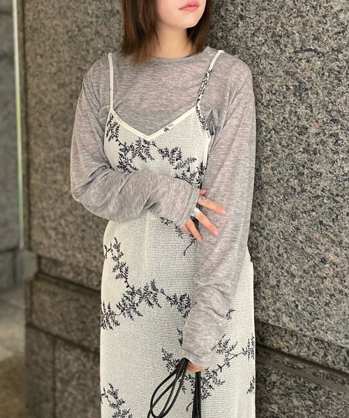 【美品✨】定価40,000円❤️デュアルビュー✨サイズ40✨刺繍ワンピース セール】モチーフ刺繍メッシュキャミワンピース（ワンピース