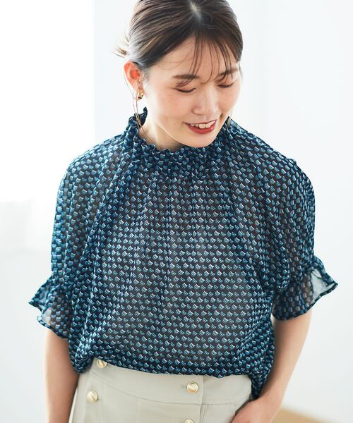 le.coeur blanc(ルクールブラン)の「シフォン幾何柄プリントブラウス(シャツ/ブラウス・レディース・ホワイト系その他/ブルー系その他4・38)」の22枚目の写真