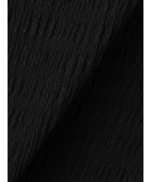 Perfect Suit FActory（パーフェクトスーツファクトリー）の「【ドライタッチ】クラッシュジャガード　フレンチスリーブブラウス（Tシャツ/カットソー・レディース・オフホワイト/ブラック/ダークブラウン/チャコールグレー・S/M/L）」の7枚目の写真