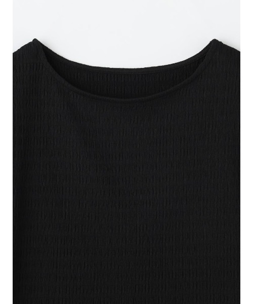 Perfect Suit FActory（パーフェクトスーツファクトリー）の「【ドライタッチ】クラッシュジャガード　フレンチスリーブブラウス（Tシャツ/カットソー・レディース・オフホワイト/ブラック/ダークブラウン/チャコールグレー・S/M/L）」の16枚目の写真