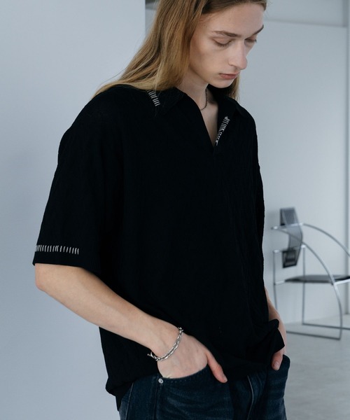 HARE（ハレ）の「ルーズニットポロ(HARE)（ポロシャツ・メンズ・グリーン/グレー/ブラック/ブラウン/ブルー・FREE）」の15枚目の写真