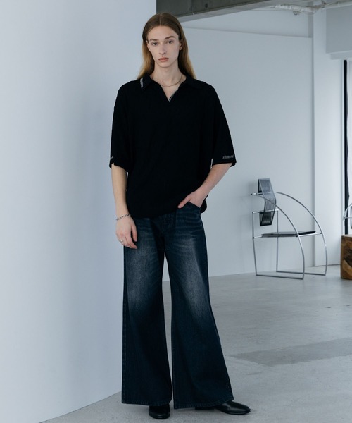 HARE（ハレ）の「ルーズニットポロ(HARE)（ポロシャツ・メンズ・グリーン/グレー/ブラック/ブラウン/ブルー・FREE）」の12枚目の写真