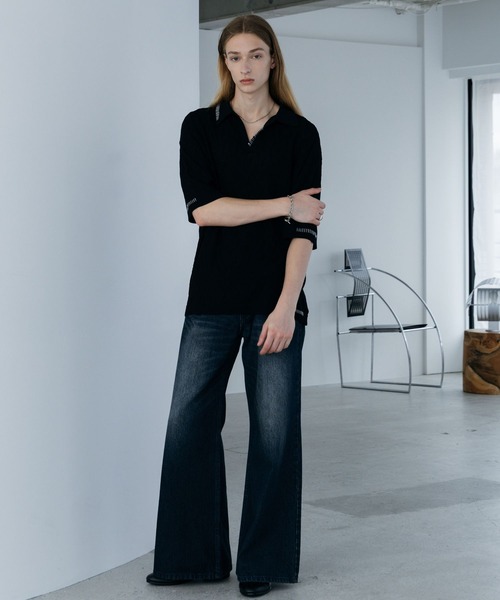 HARE（ハレ）の「ルーズニットポロ(HARE)（ポロシャツ・メンズ・グリーン/グレー/ブラック/ブラウン/ブルー・FREE）」の14枚目の写真