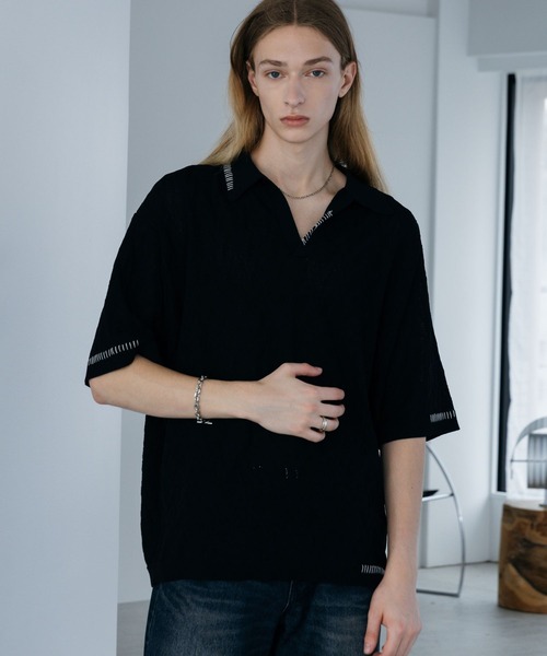 HARE（ハレ）の「ルーズニットポロ(HARE)（ポロシャツ・メンズ・グリーン/グレー/ブラック/ブラウン/ブルー・FREE）」の17枚目の写真