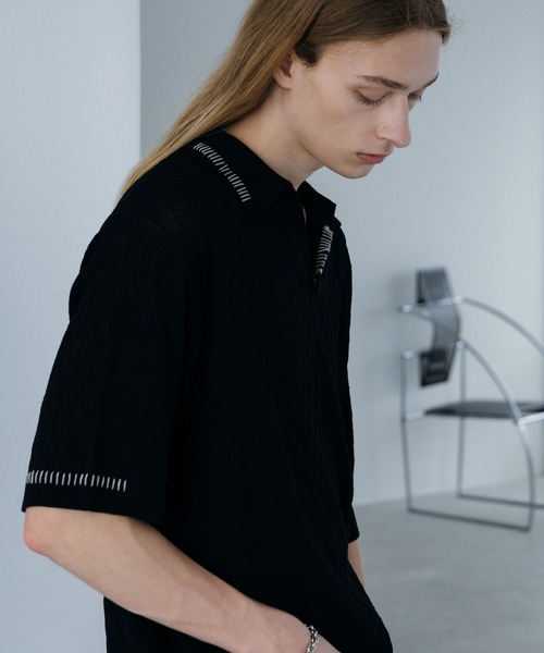 HARE（ハレ）の「ルーズニットポロ(HARE)（ポロシャツ・メンズ・グリーン/グレー/ブラック/ブラウン/ブルー・FREE）」の19枚目の写真