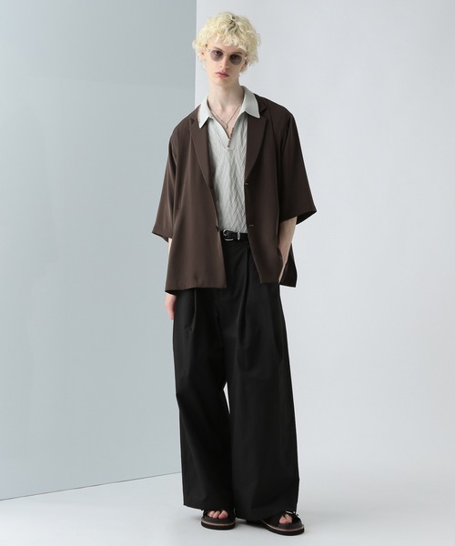 HARE（ハレ）の「ルーズニットポロ(HARE)（ポロシャツ・メンズ・グリーン/グレー/ブラック/ブラウン/ブルー・FREE）」の21枚目の写真