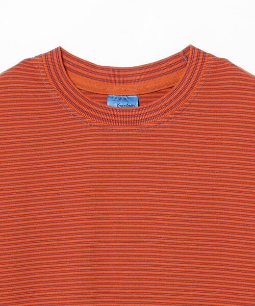 Yonetomi(ヨネトミ)の「Yonetomi / ガーメントダイ ボーダー Tシャツ(Tシャツ/カットソー・メンズ・ブラウン/オレンジ/ライトブラウン/ネイビー・1/2/3)」の6枚目の写真