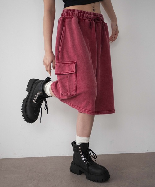 WEGO（ウィゴー）の「WEGO/スウェットカーゴハーフパンツ（スウェットパンツ・レディース・杢グレー/レッド/スミクロ/その他1/ピンク・FREE）」の4枚目の写真