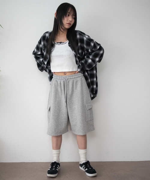 WEGO（ウィゴー）の「WEGO/スウェットカーゴハーフパンツ（スウェットパンツ・レディース・杢グレー/レッド/スミクロ/その他1/ピンク・FREE）」の8枚目の写真