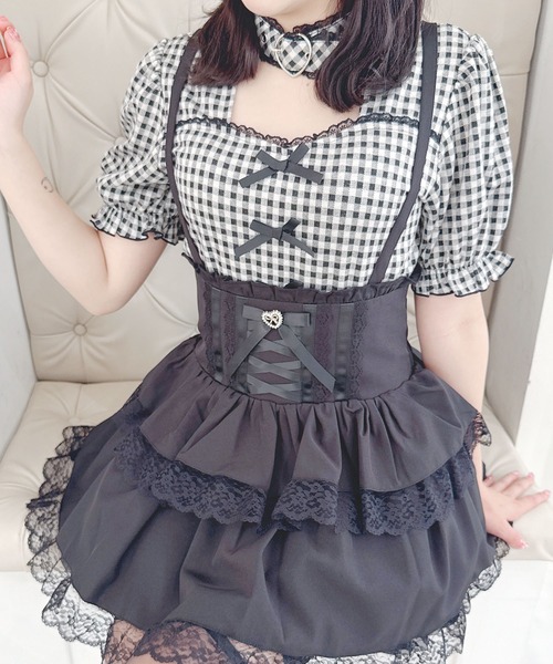♡ MA*RS ハートベルト付きテレコトップス ♡ MA*RS】ハートベルト付きテレコトップス - ホワイト size-F