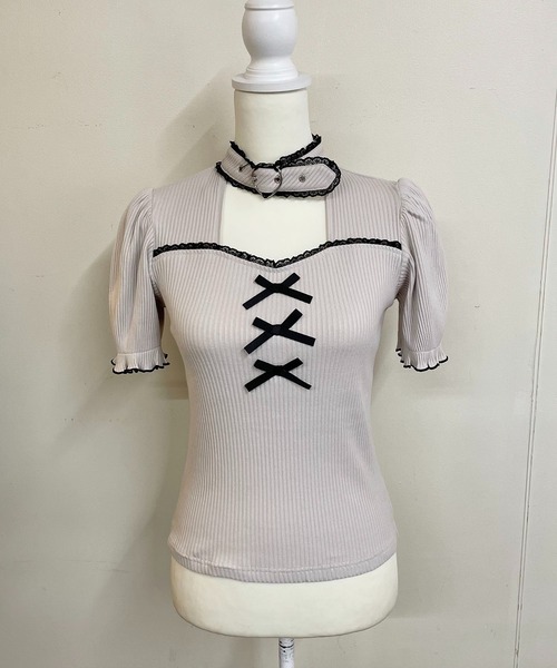 MA*RS（アメーバーマーズ）の「ハートベルト付きテレコトップス（Tシャツ/カットソー・レディース・ピンク/ホワイト/ブラック/ブラック×ホワイト/ホワイト×ブラック/ピンク系その他/ブラック×ブラック/グレー・FREE）」の22枚目の写真