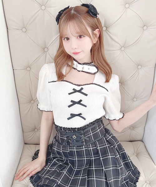 セール】ハートベルト付きテレコトップス（Tシャツ/カットソー）｜MA
