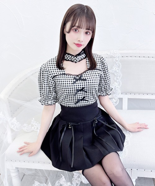 セール】ハートベルト付きテレコトップス（Tシャツ/カットソー