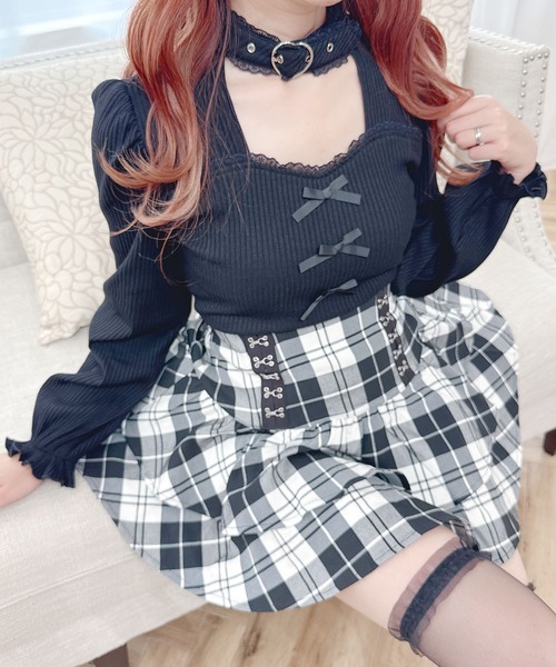 セール】ハートベルト付きテレコトップス（Tシャツ/カットソー