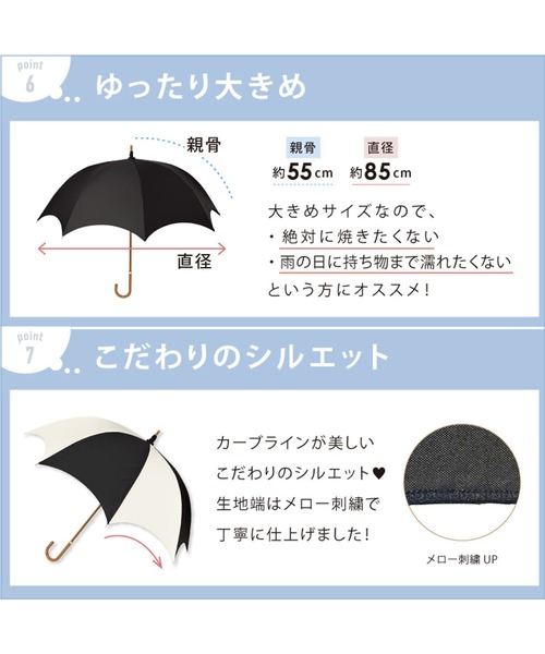 Cepica(セピカ)の「完全遮光 BIG CHIC 長傘 (晴雨兼用)(長傘・レディース・ホワイト/ブラック/その他・FREE)」の10枚目の写真