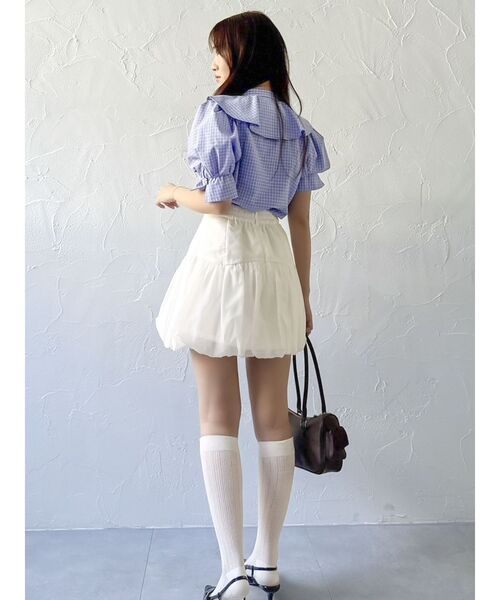 dazzlin アシメフリルボタンブラウス ブルー dazzlin（ダズリン）の「アシメフリルボタンブラウス（シャツ