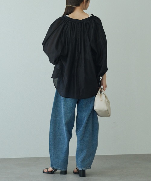 PUAL CE CIN（ピュアルセシン）の「【25th】シアーシルクコットンスキッパーブラウス（シャツ/ブラウス・レディース・アイボリー/ブラック・FREE）」の21枚目の写真