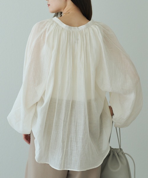 美品 PLAIN PEOPLE シルクコットン プルオーバーシアーブラウス PLAIN PEOPLE - 美品 PLAIN PEOPLE シルクコットン プルオーバー