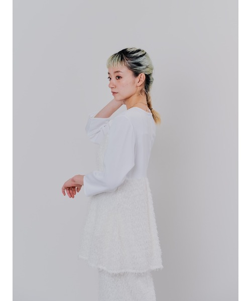 DOLLUPOOPS（ドールアップウップス）の「フリンジジャガードビスチェレイヤードライクトップス（Tシャツ/カットソー・レディース・マスタード/ブラック/ピンク/オフホワイト・38）」の22枚目の写真