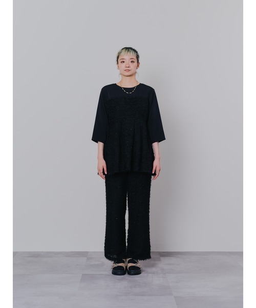 DOLLUPOOPS（ドールアップウップス）の「フリンジジャガードビスチェレイヤードライクトップス（Tシャツ/カットソー・レディース・マスタード/ブラック/ピンク/オフホワイト・38）」の6枚目の写真