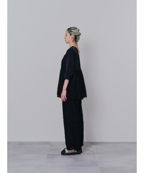 DOLLUPOOPS（ドールアップウップス）の「フリンジジャガードビスチェレイヤードライクトップス（Tシャツ/カットソー・レディース・マスタード/ブラック/ピンク/オフホワイト・38）」の8枚目の写真