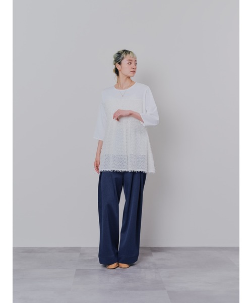 DOLLUPOOPS（ドールアップウップス）の「フリンジジャガードビスチェレイヤードライクトップス（Tシャツ/カットソー・レディース・マスタード/ブラック/ピンク/オフホワイト・38）」の12枚目の写真