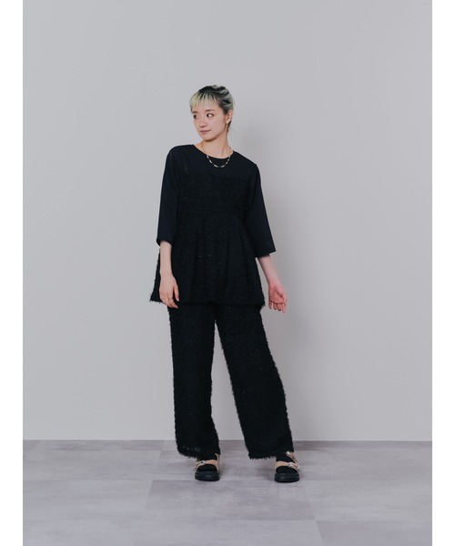 DOLLUPOOPS（ドールアップウップス）の「フリンジジャガードビスチェレイヤードライクトップス（Tシャツ/カットソー・レディース・マスタード/ブラック/ピンク/オフホワイト・38）」の13枚目の写真