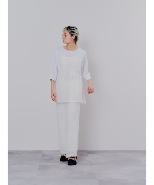 DOLLUPOOPS（ドールアップウップス）の「フリンジジャガードビスチェレイヤードライクトップス（Tシャツ/カットソー・レディース・マスタード/ブラック/ピンク/オフホワイト・38）」の10枚目の写真