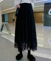 【大人フェミニン】レースフレアスカート