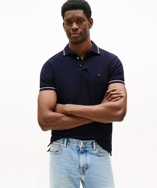 TOMMY HILFIGER(トミーヒルフィガー)の「ティッピングスリムフィットポロシャツ(ポロシャツ・メンズ・ブラック/ホワイト/ネイビー・LARGE/SMALL/X-LARGE/MEDIUM)」の3枚目の写真