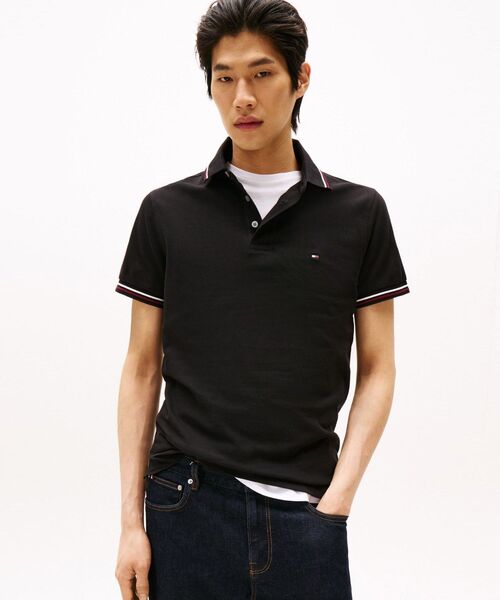 TOMMY HILFIGER(トミーヒルフィガー)の「ティッピングスリムフィットポロシャツ(ポロシャツ・メンズ・ブラック/ホワイト/ネイビー・LARGE/SMALL/X-LARGE/MEDIUM)」の2枚目の写真