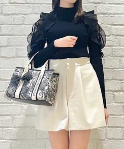 SAMANTHAVEGA(サマンサベガ)の「ロゴテープジャガード調トートバッグ(小)(ハンドバッグ・レディース・インディゴブルー/ライトブルー/ブラック・FREE)」の2枚目の写真