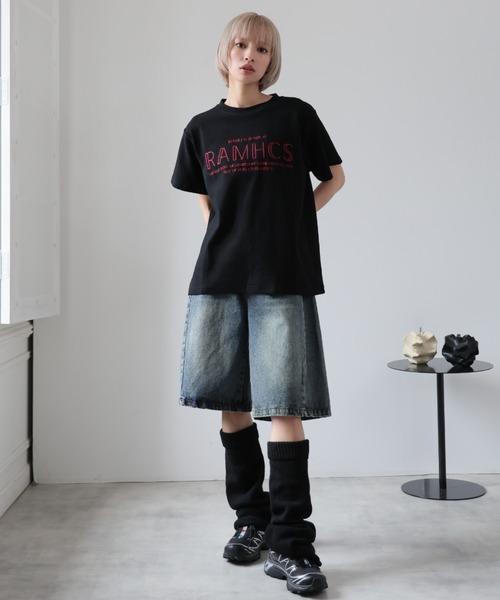 Girly Doll(ガーリードール)の「刺繍フロントロゴデザインTシャツ(Tシャツ/カットソー・レディース・グレー/ブラック/ホワイト・F)」の6枚目の写真