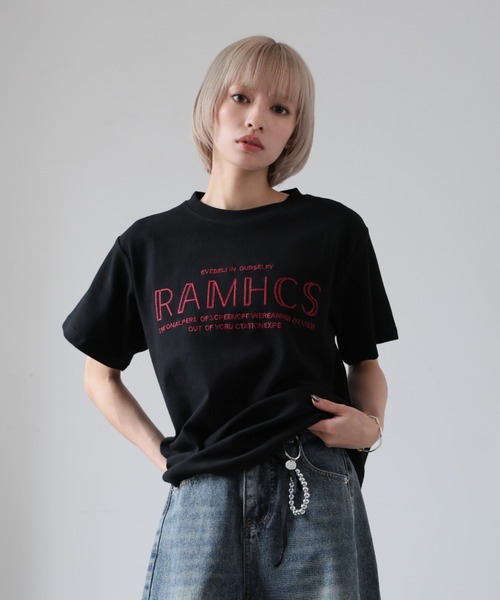 Girly Doll(ガーリードール)の「刺繍フロントロゴデザインTシャツ(Tシャツ/カットソー・レディース・グレー/ブラック/ホワイト・F)」の8枚目の写真