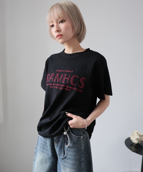 Girly Doll(ガーリードール)の「刺繍フロントロゴデザインTシャツ(Tシャツ/カットソー・レディース・グレー/ブラック/ホワイト・F)」の10枚目の写真