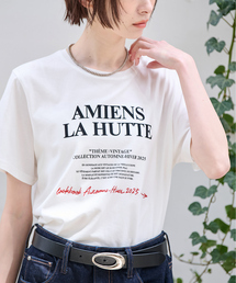 別注【La Hutte / ラ ユット】フロッキー × 刺繍 ロゴTシャツ / プリントTシャツ / 半袖 / ロゴ プリント TEE