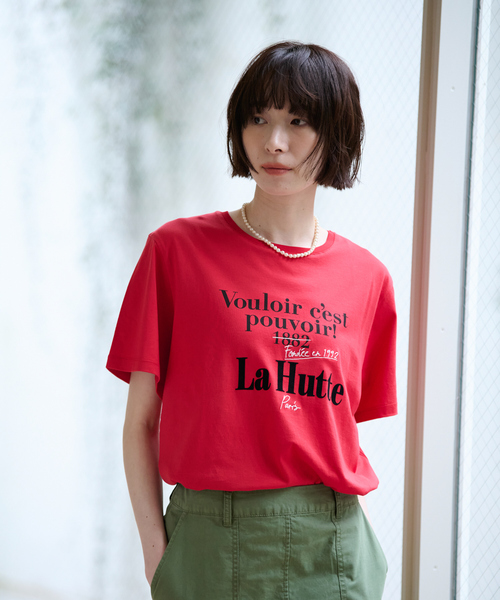 Rouge vif la cle（ルージュヴィフラクレ）の「別注【La Hutte / ラ ユット】フロッキー × 刺繍 ロゴTシャツ / プリントTシャツ / 半袖 / ロゴ プリント TEE（Tシャツ/カットソー・レディース・ホワイト系その他/レッド系その他/ホワイト系その他2/レッド系その他2・フリー）」の19枚目の写真