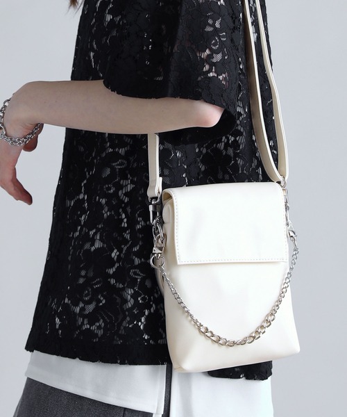SOCCE（ソーシー）の「2way合皮ミニショルダーバッグ（ショルダーバッグ・メンズ・ブラック/ホワイト・F）」の10枚目の写真