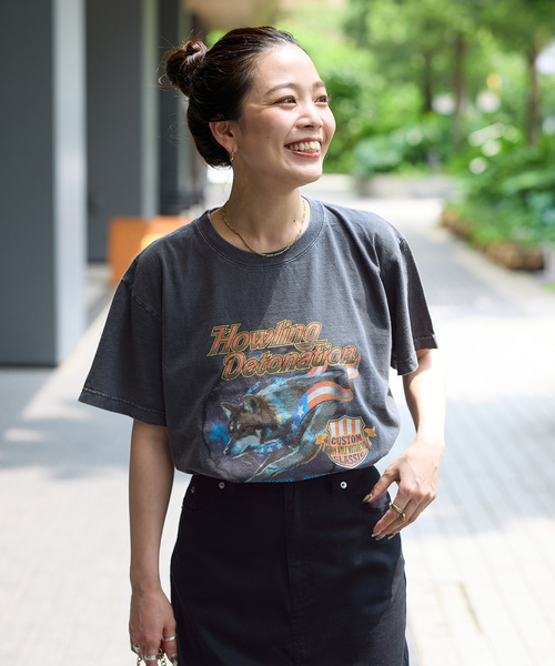 GOOD ROCK SPEED(グッドロックスピード)の「GOOD ROCK SPEED/グッドロックスピード original TEE(Tシャツ/カットソー・レディース・ブラックミックス/ホワイト/ブラック系その他/チャコールグレー・FREE)」の2枚目の写真