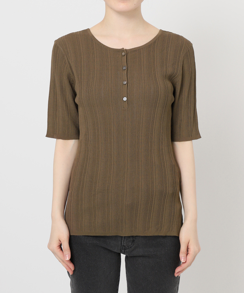 JOURNAL STANDARD relume（ジャーナルスタンダード　レリューム）の「【FUNCTION】ランダムリブ2WAYヘンリー（ニット/セーター・レディース・ブラック/ブラウン/ホワイト・FREE）」の4枚目の写真