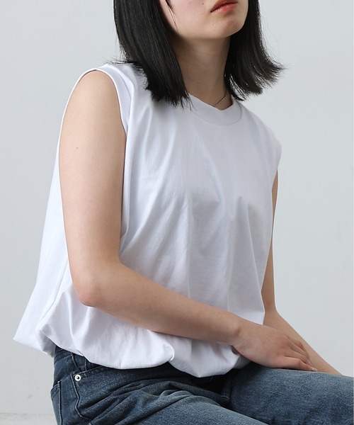 COLONY 2139(コロニートゥーワンスリーナイン)の「カットバルーンノースリトップス(Tシャツ/カットソー・レディース・チャコールグレー/ブラック/ミント/ホワイト・FREE)」の2枚目の写真