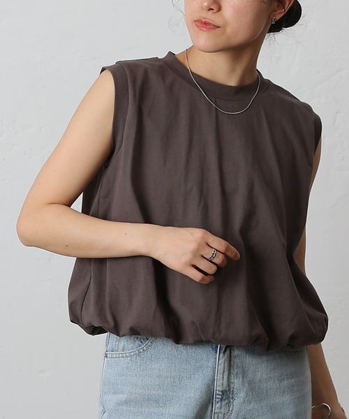 COLONY 2139(コロニートゥーワンスリーナイン)の「カットバルーンノースリトップス(Tシャツ/カットソー・レディース・チャコールグレー/ブラック/ミント/ホワイト・FREE)」の3枚目の写真