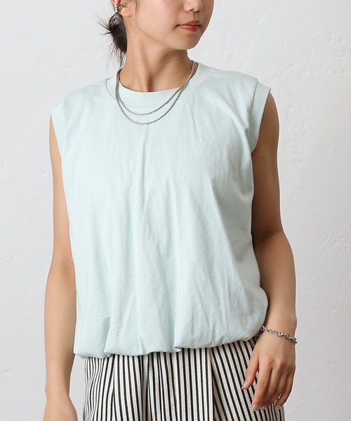 COLONY 2139(コロニートゥーワンスリーナイン)の「カットバルーンノースリトップス(Tシャツ/カットソー・レディース・チャコールグレー/ブラック/ミント/ホワイト・FREE)」の4枚目の写真
